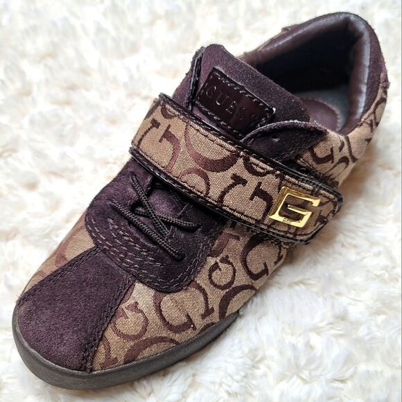 Guess Lace-Up & Velcro  Sneakers With Signiture Monogram Pattern - Brown - Picture 10 of 14